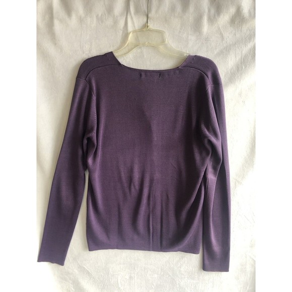 100% Silk Harold's Old School Women's Purple Cardigan Sweater Size Medium - Picture 2 of 5